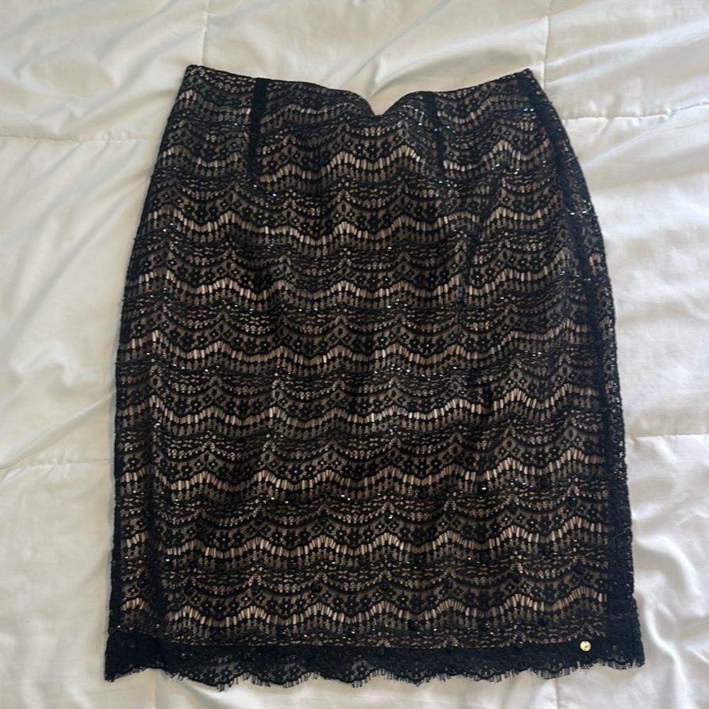 Ann Taylor Black and Tan Knee-length Pencil Skirt for Cocktail